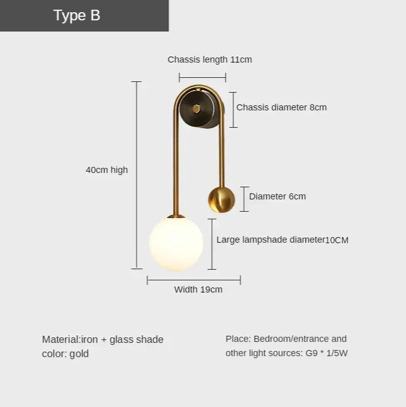 Gold Glass Ball Wall Sconce