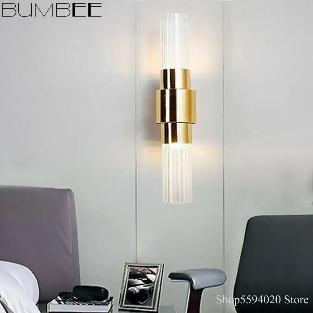 Gold Iron Glass Wall Sconce
