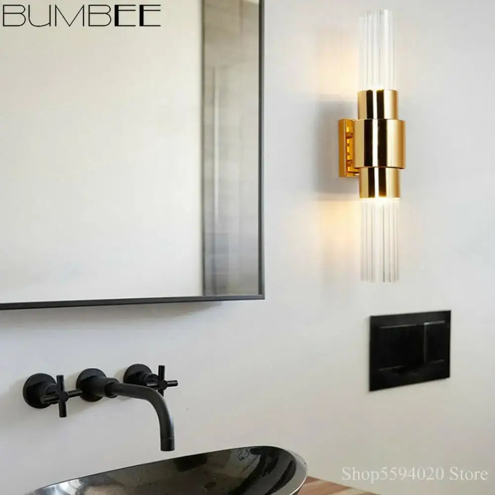 Gold Iron Glass Wall Sconce