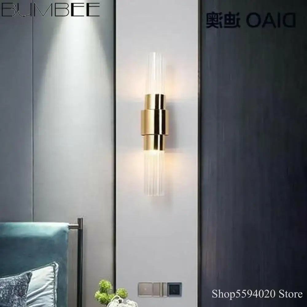 Gold Iron Glass Wall Sconce