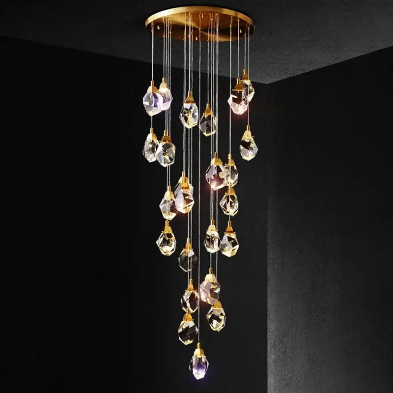 Gold Crystal 60-Light Staircase Chandelier