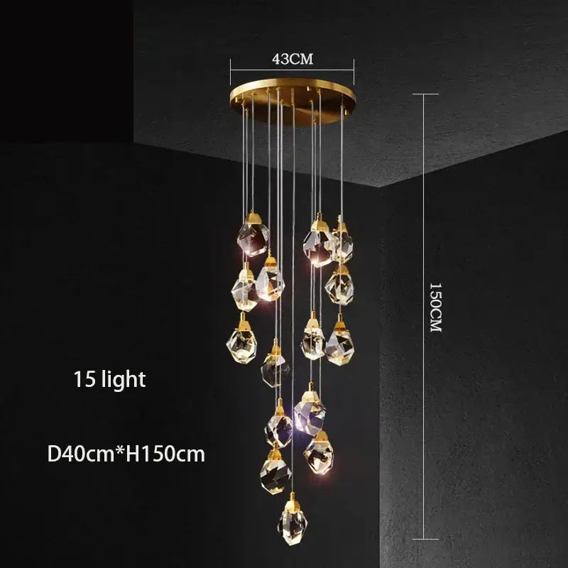 Gold Crystal 60-Light Staircase Chandelier