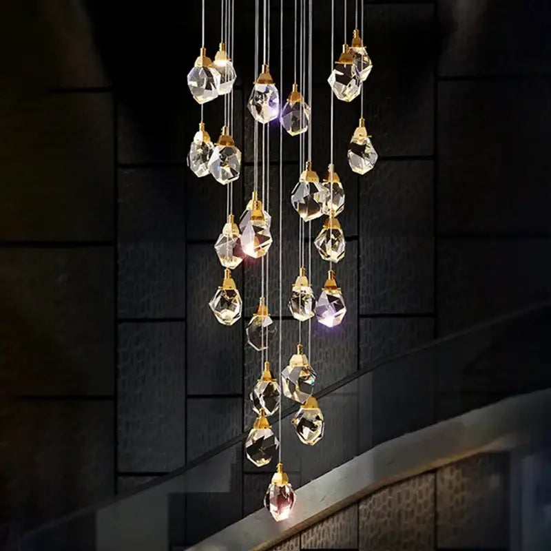Gold Crystal 60-Light Staircase Chandelier