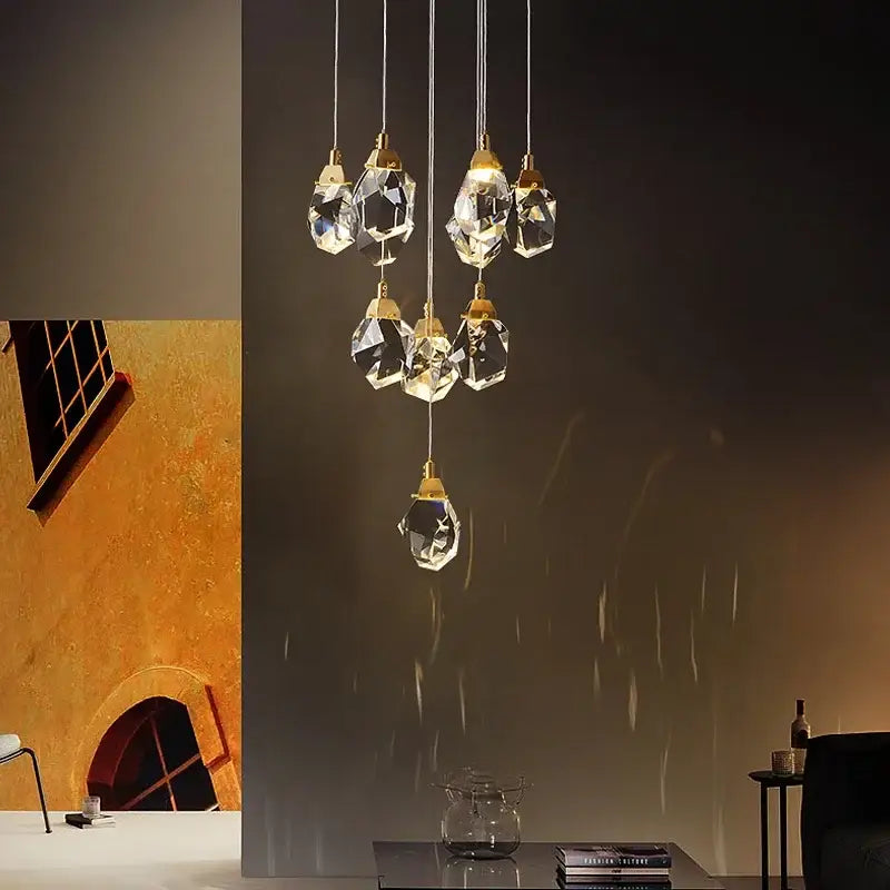 Gold Crystal 23-Light Staircase Chandelier