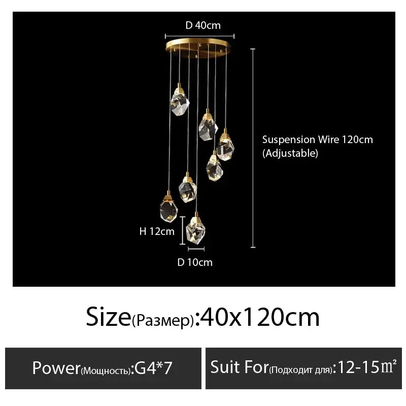 Gold Crystal 23-Light Staircase Chandelier
