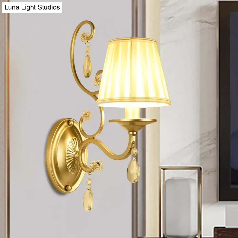 Gold Fabric Crystal Accent Wall Sconce