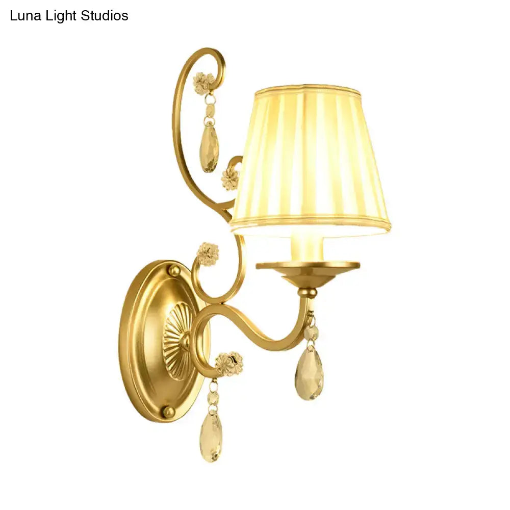 Gold Fabric Crystal Accent Wall Sconce