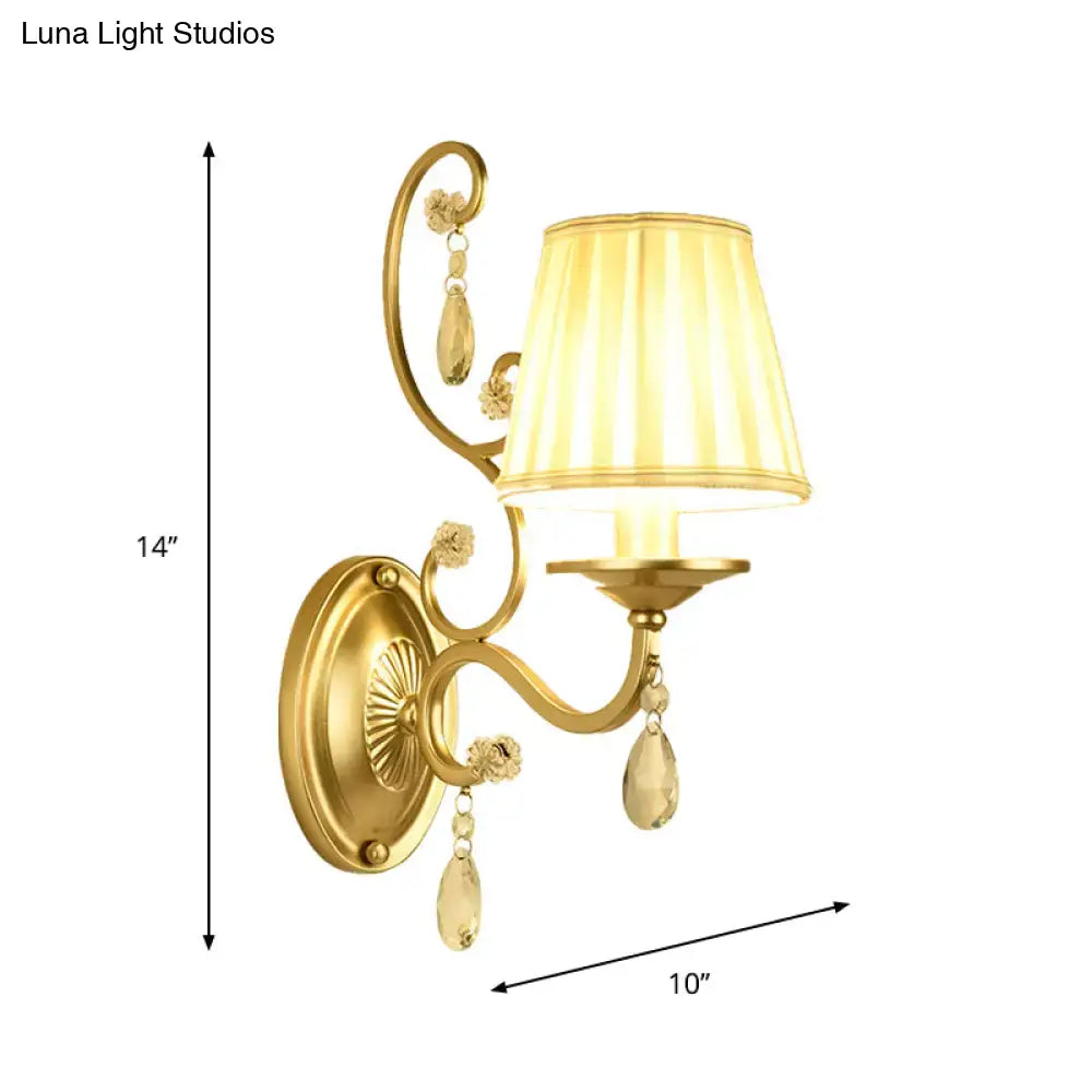 Gold Fabric Crystal Accent Wall Sconce
