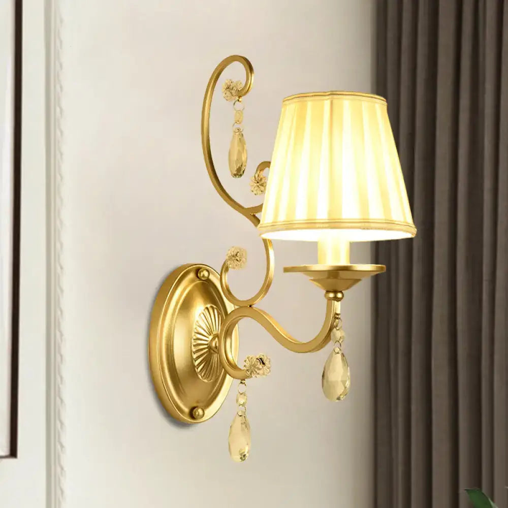Gold Fabric Crystal Accent Wall Sconce