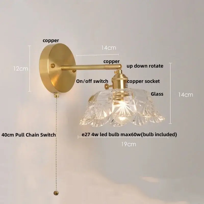 Gold Faceted Glass Wall Lamp