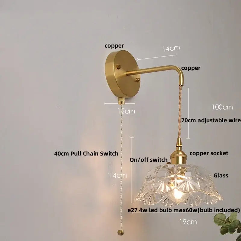 Gold Faceted Glass Wall Lamp