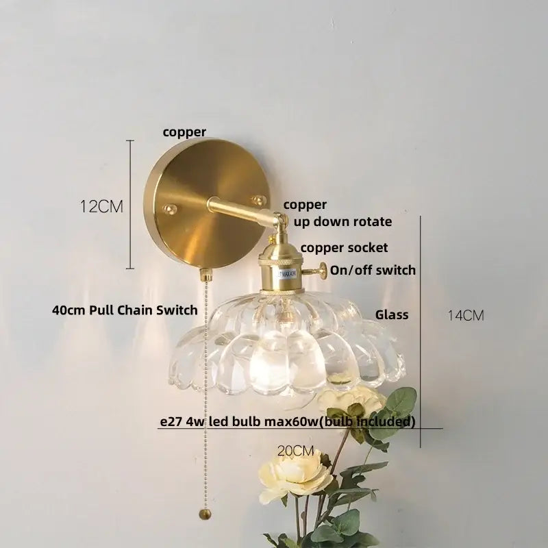 Gold Faceted Glass Wall Lamp