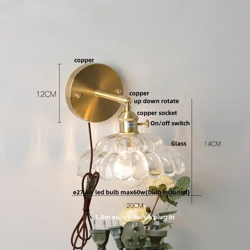 Gold Faceted Glass Wall Lamp