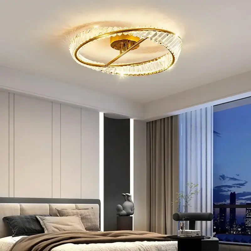 Gold Crystal Rings Ceiling Light