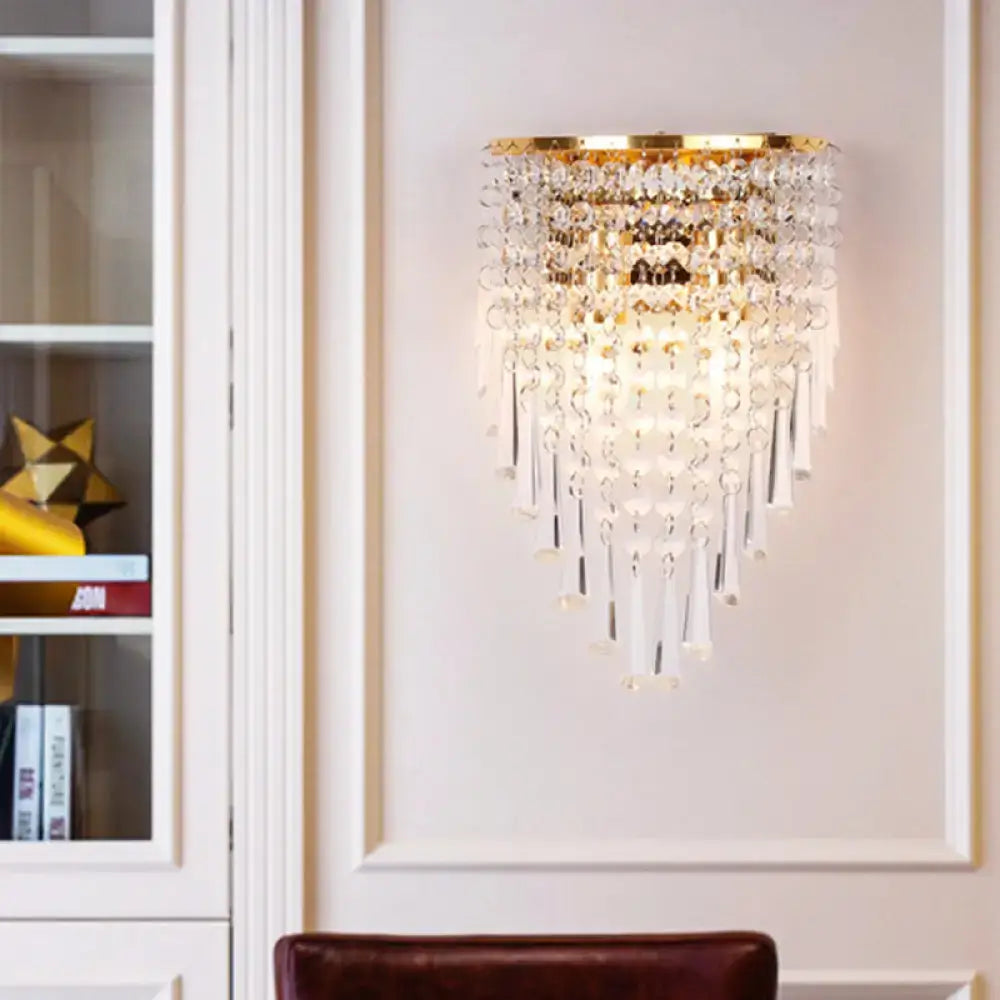Gold Crystal Two-Bulb Wall Sconce