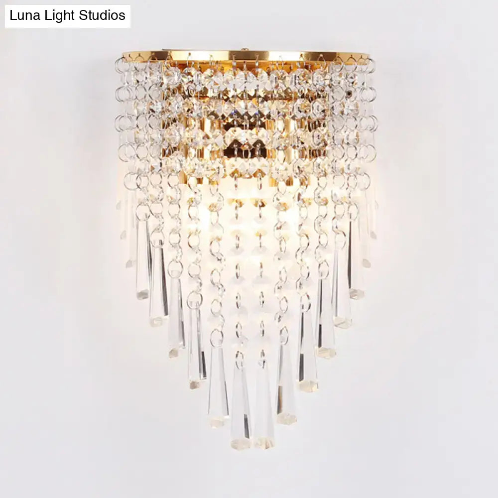 Gold Crystal Two-Bulb Wall Sconce