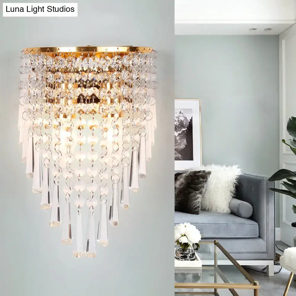 Gold Crystal Two-Bulb Wall Sconce