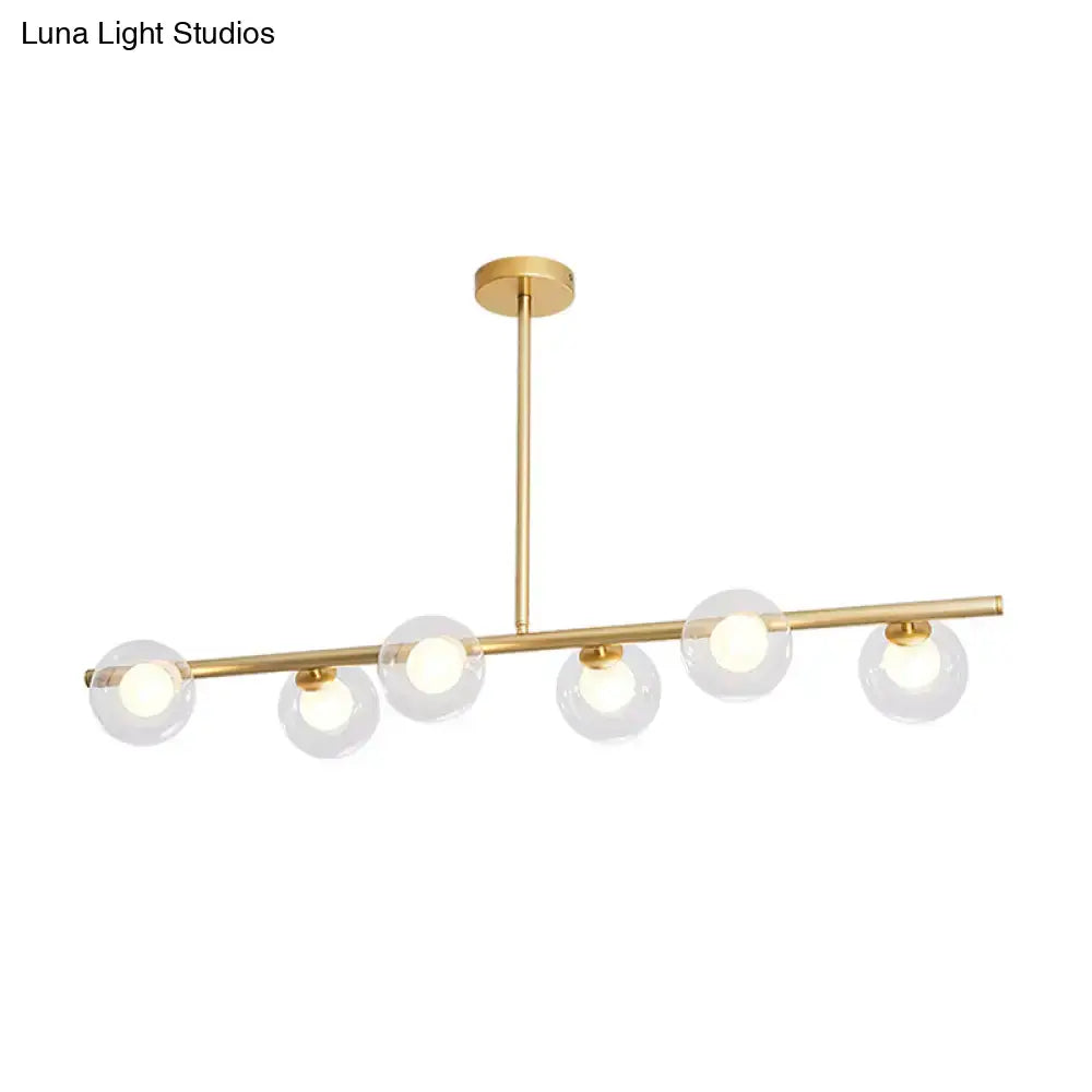 Gold Linear Clear Glass Globe Pendant