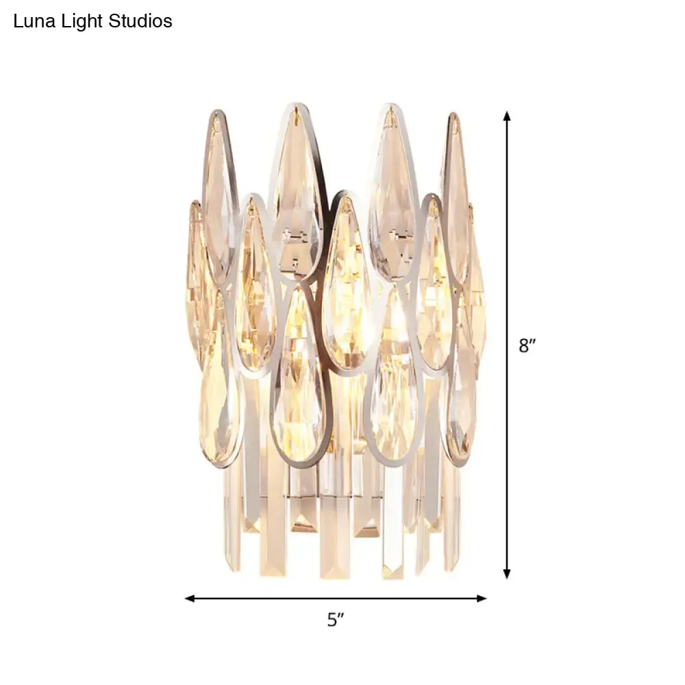 Gold Teardrop Crystal Half-Circle Sconce