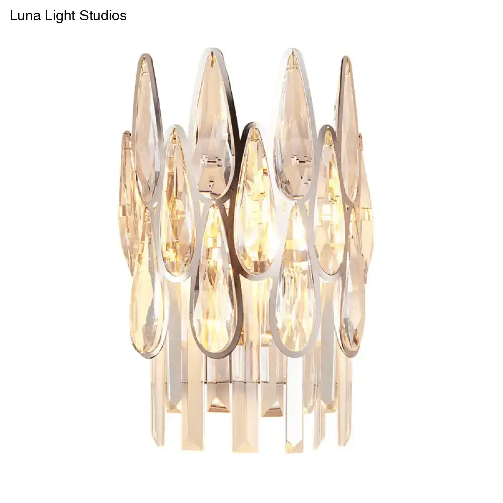 Gold Teardrop Crystal Half-Circle Sconce