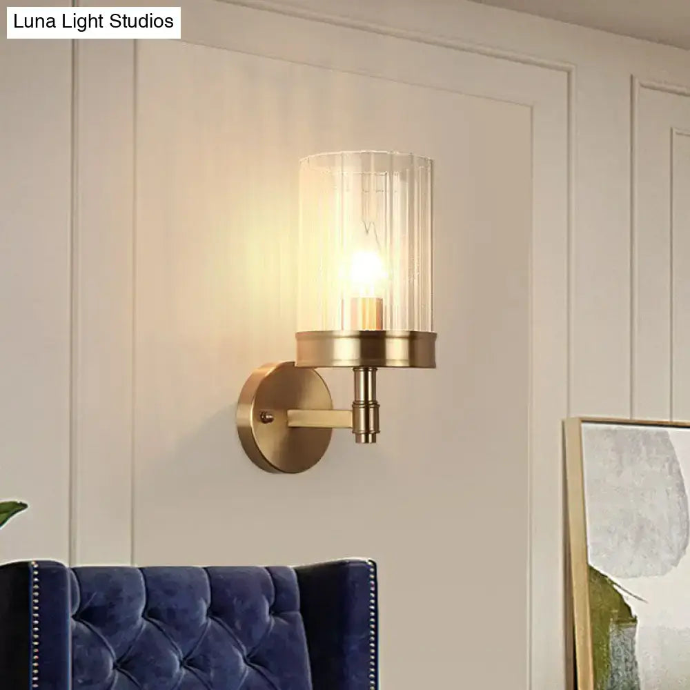 Gold Clear Glass Minimalist Hallway Sconce