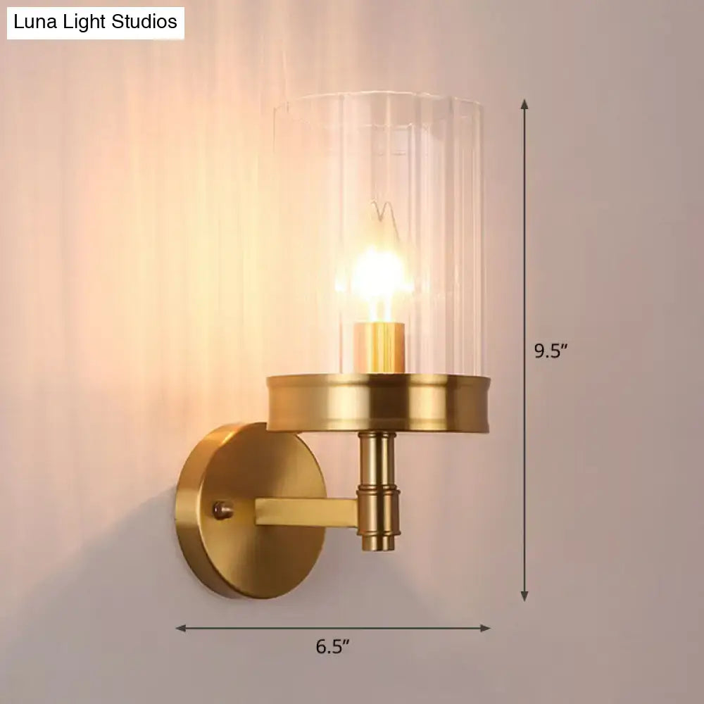 Gold Clear Glass Minimalist Hallway Sconce