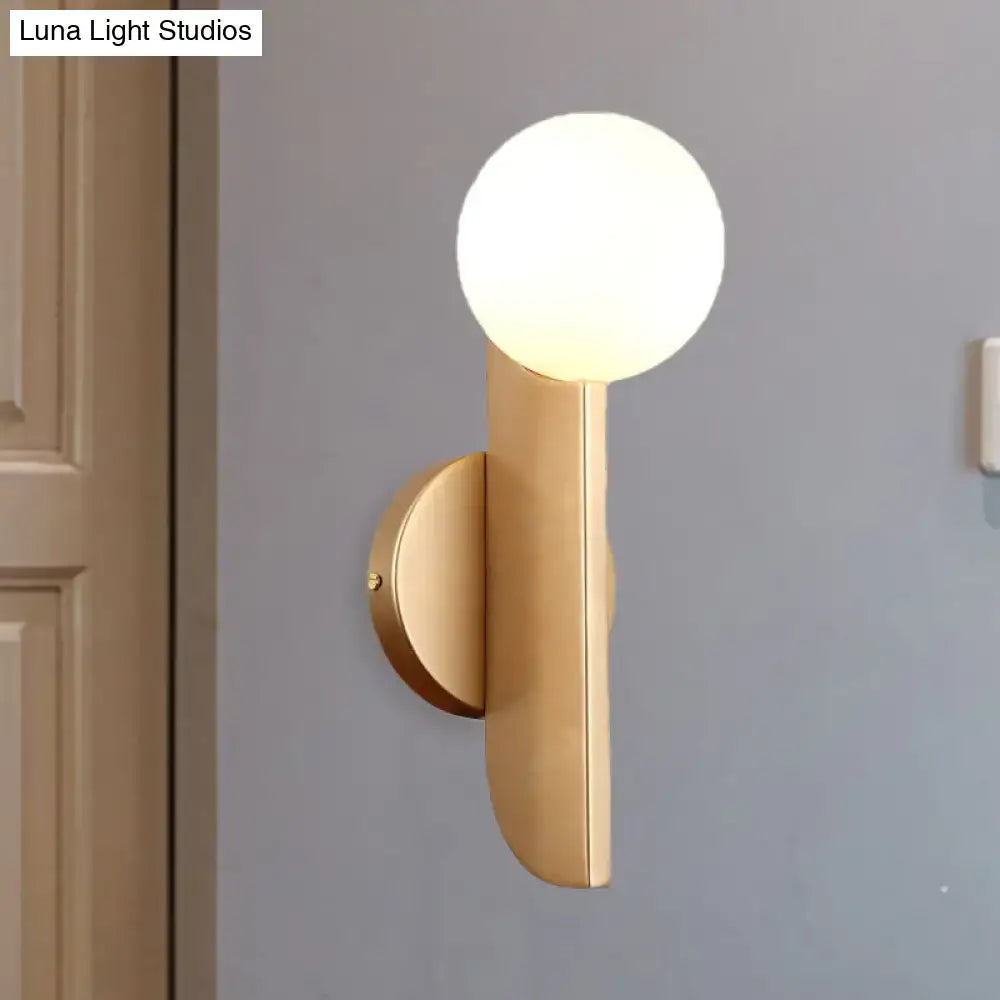 Gold Milky Glass Direct-Wire Sconce