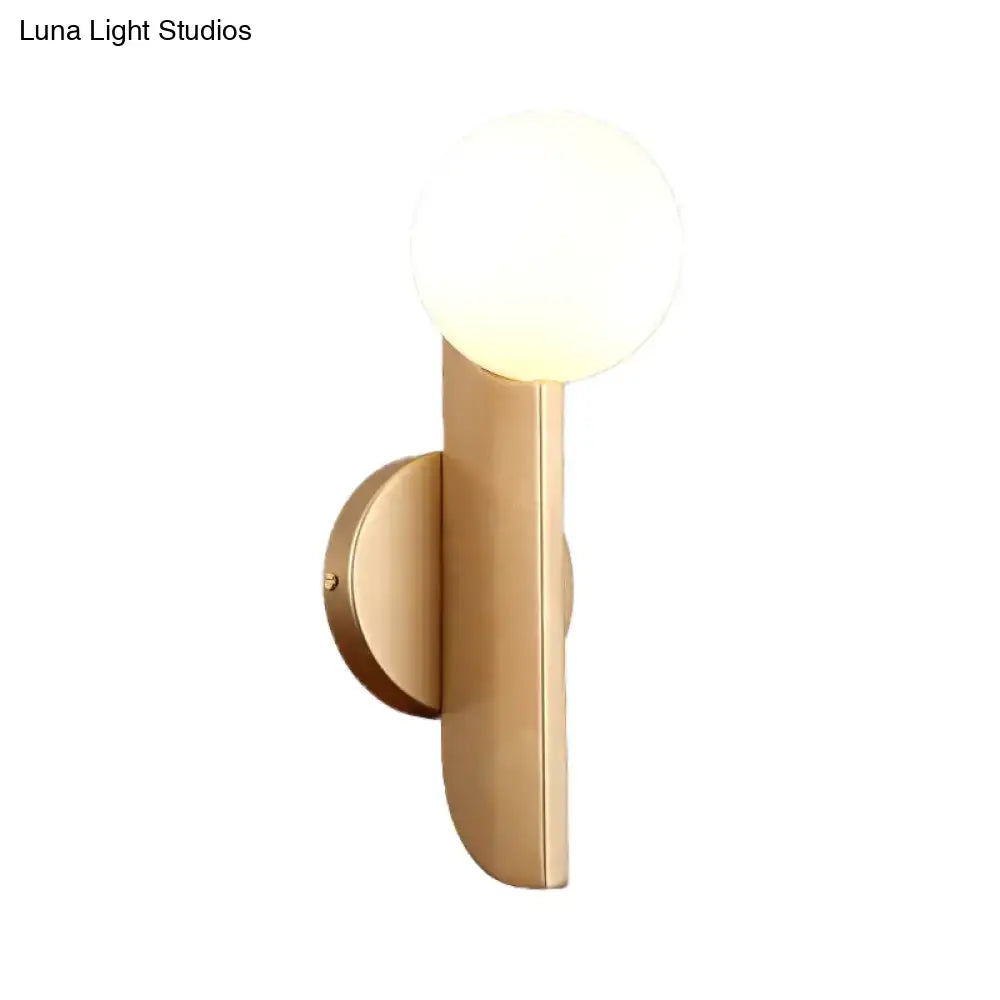 Gold Milky Glass Direct-Wire Sconce