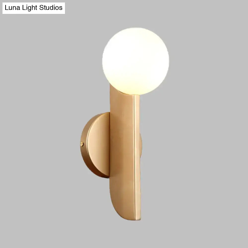 Gold Milky Glass Direct-Wire Sconce