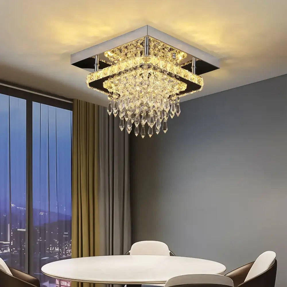 Gold Crystal Ring Remote Chandelier