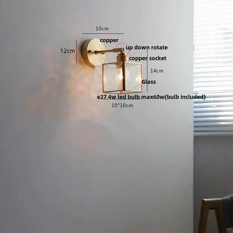Gold Glass LED Sconce with Pull Chain Nordic Style