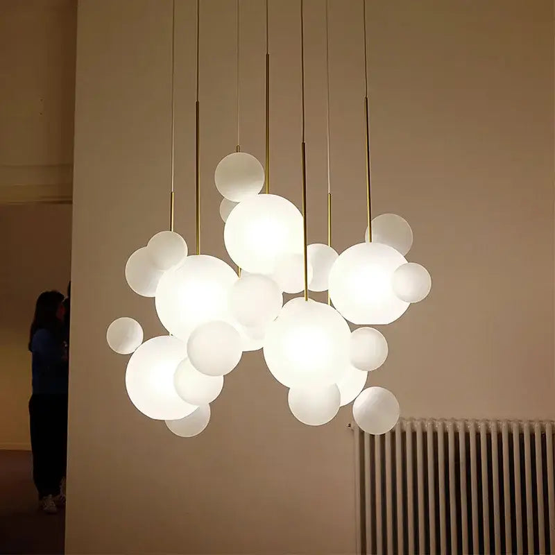 Gold Frosted Glass 7-Light Disc Pendant