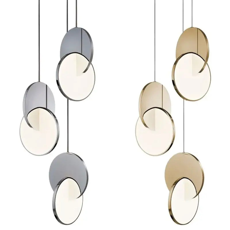 Gold Circle Pendant Light 3-Head Overlapping Discs