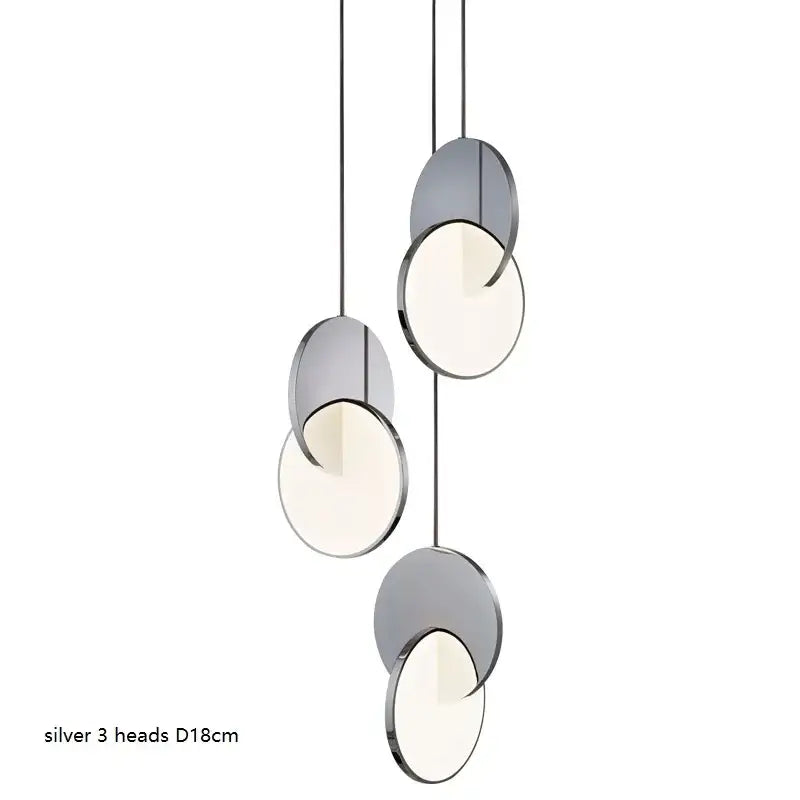 Gold Circle Pendant Light 3-Head Overlapping Discs