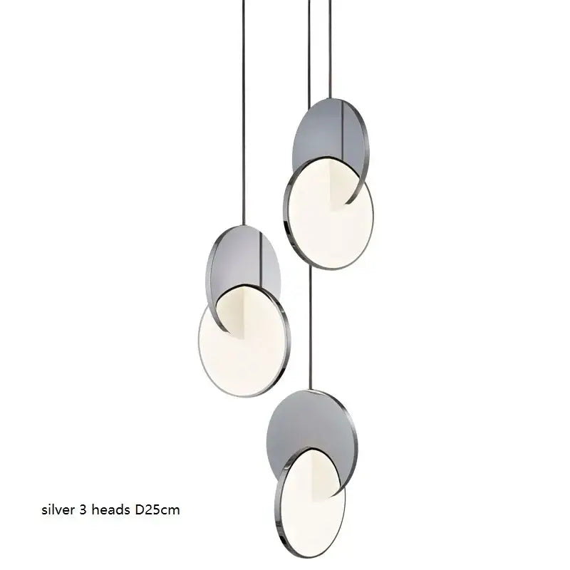 Gold Circle Pendant Light 3-Head Overlapping Discs