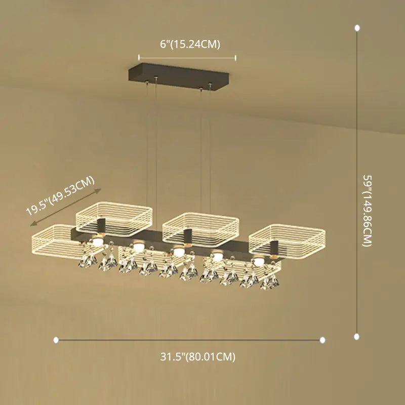 Black Crystal Cube Chandelier