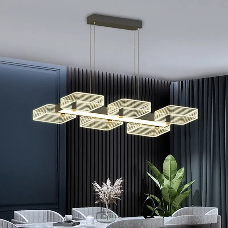 Black Crystal Cube Chandelier