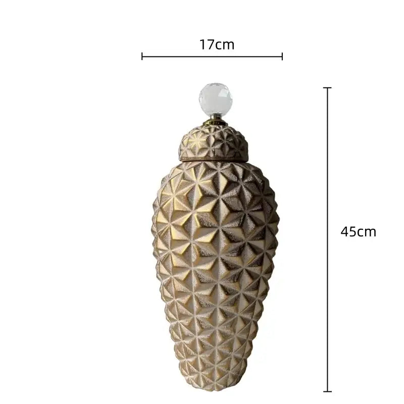 Gold Diamond Ceramic Geometric Vase