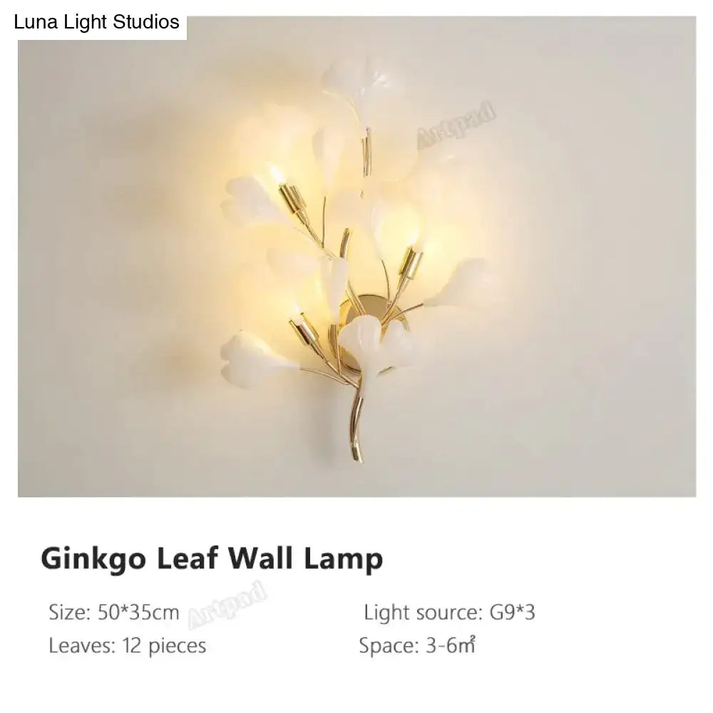 Gold Ginkgo Porcelain Sconce