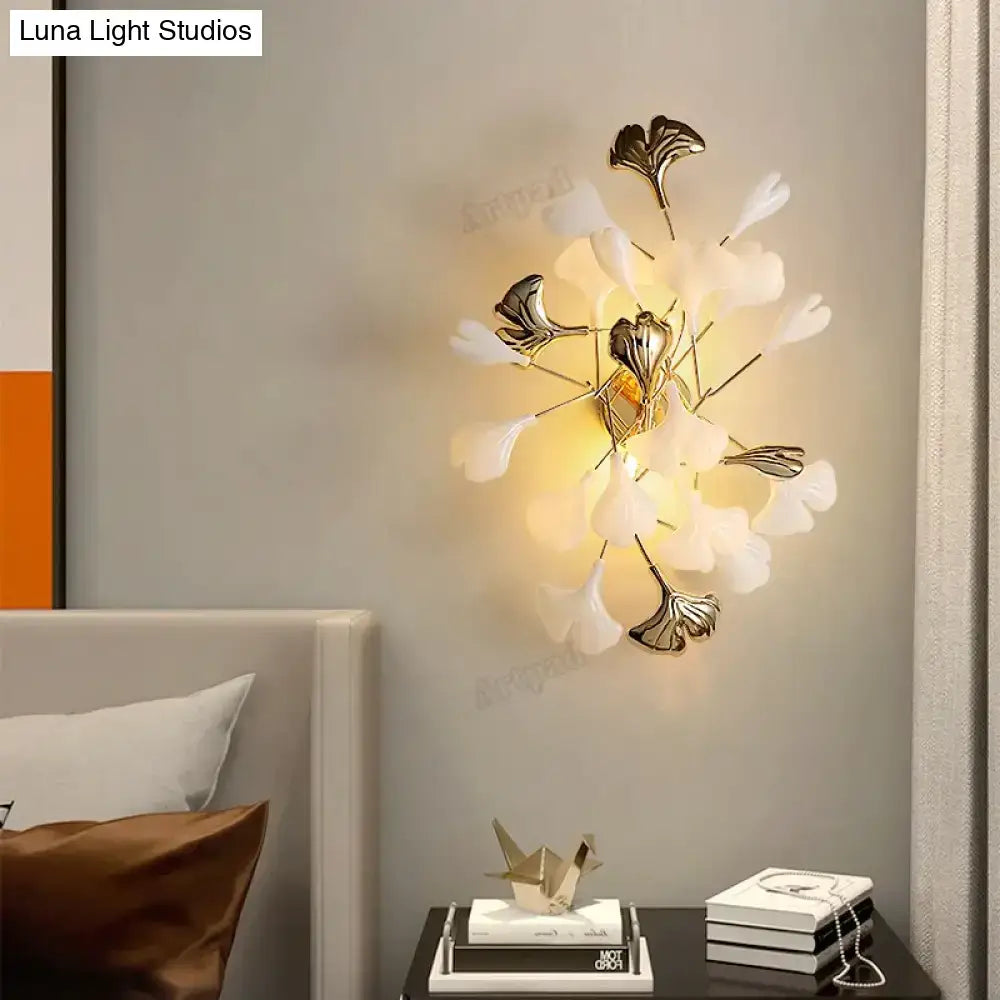 Gold Ginkgo Porcelain Sconce
