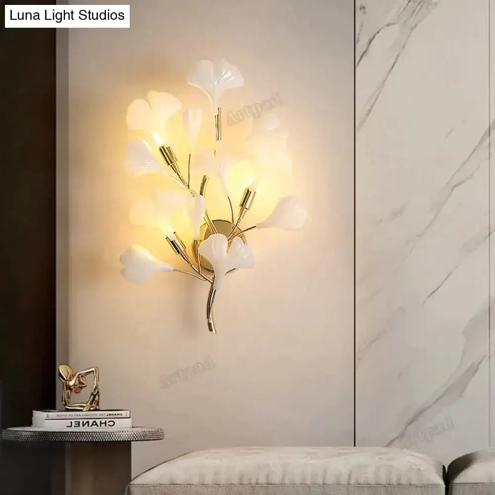 Gold Ginkgo Porcelain Sconce