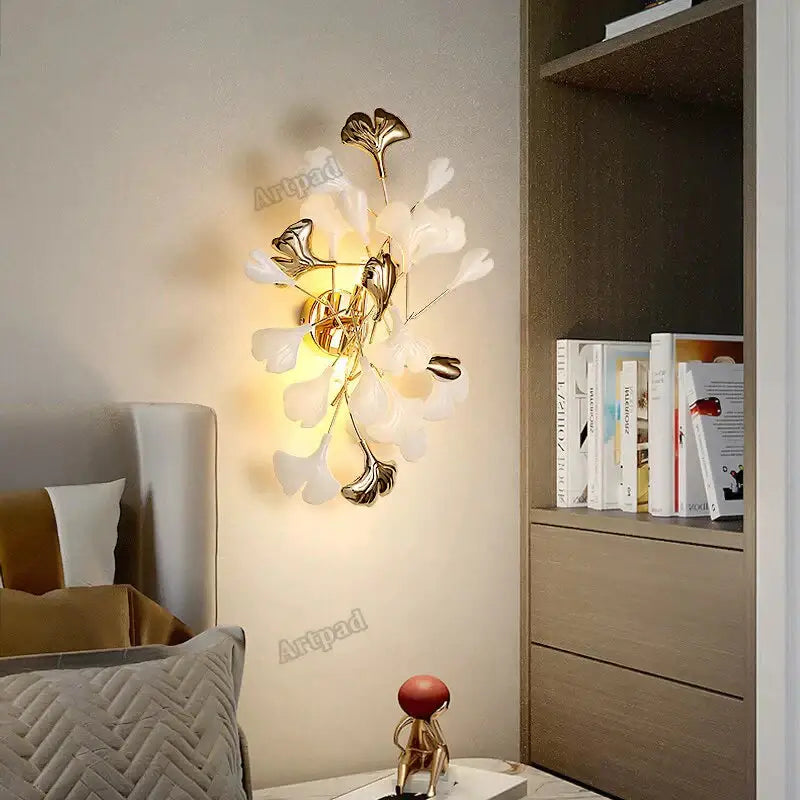 Gold Ginkgo Porcelain Sconce