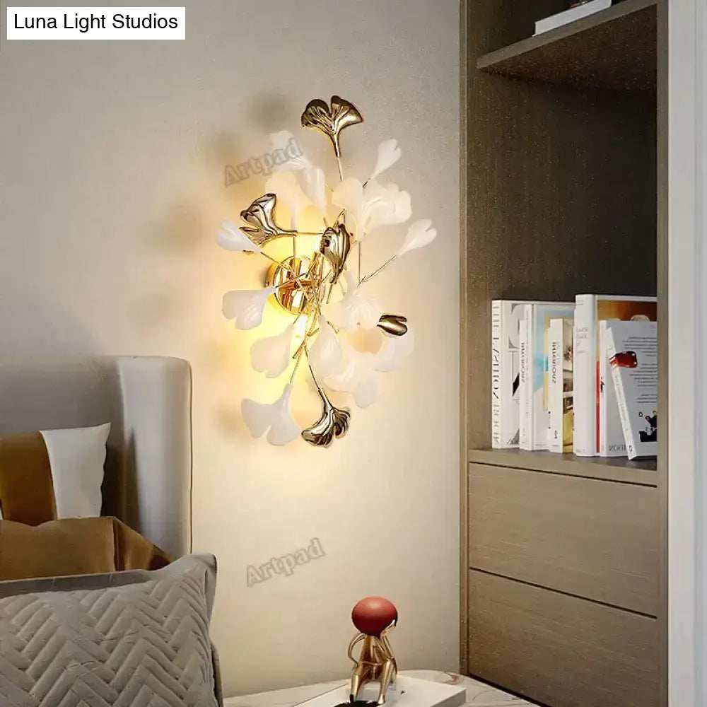 Gold Ginkgo Porcelain Sconce