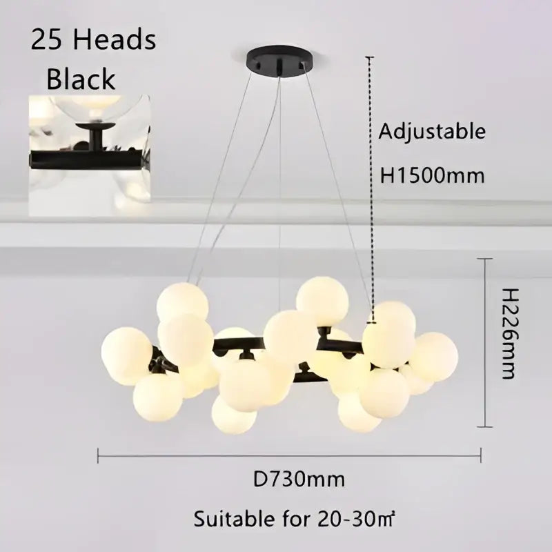 Chrome Glass Pendant Chandelier