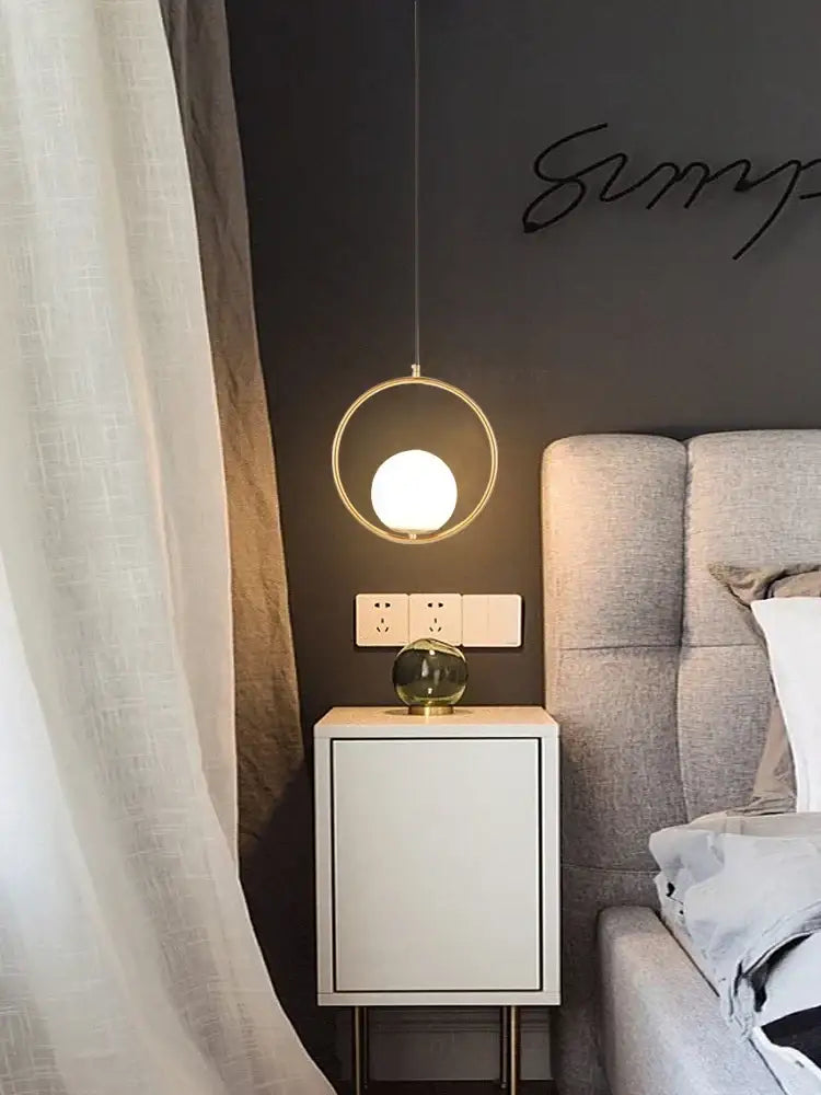 Gold Nordic Pendant Light with Glass Ball Shade
