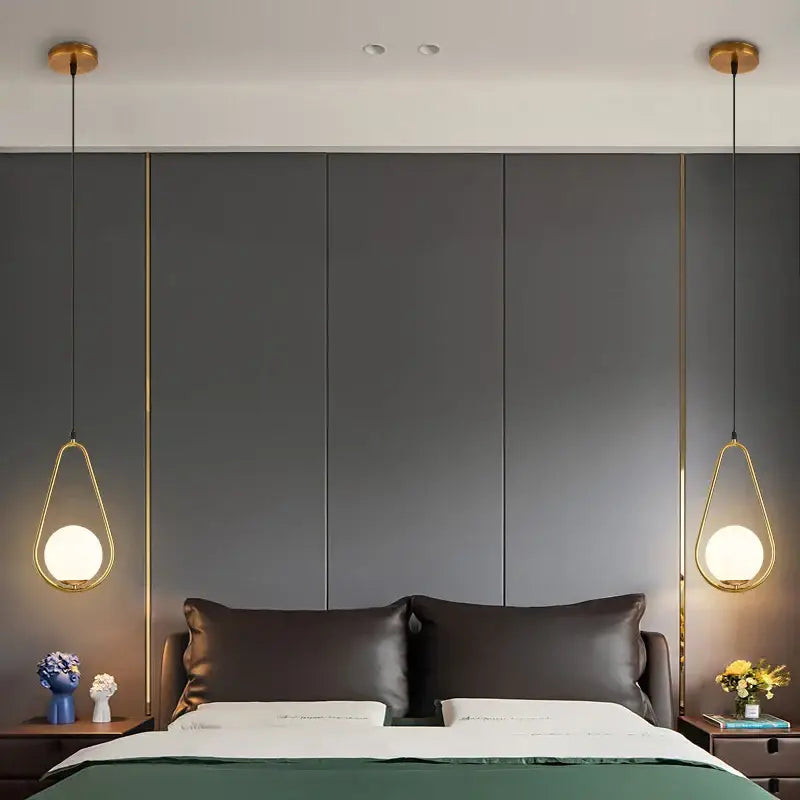Gold Nordic Pendant Light with Glass Ball Shade