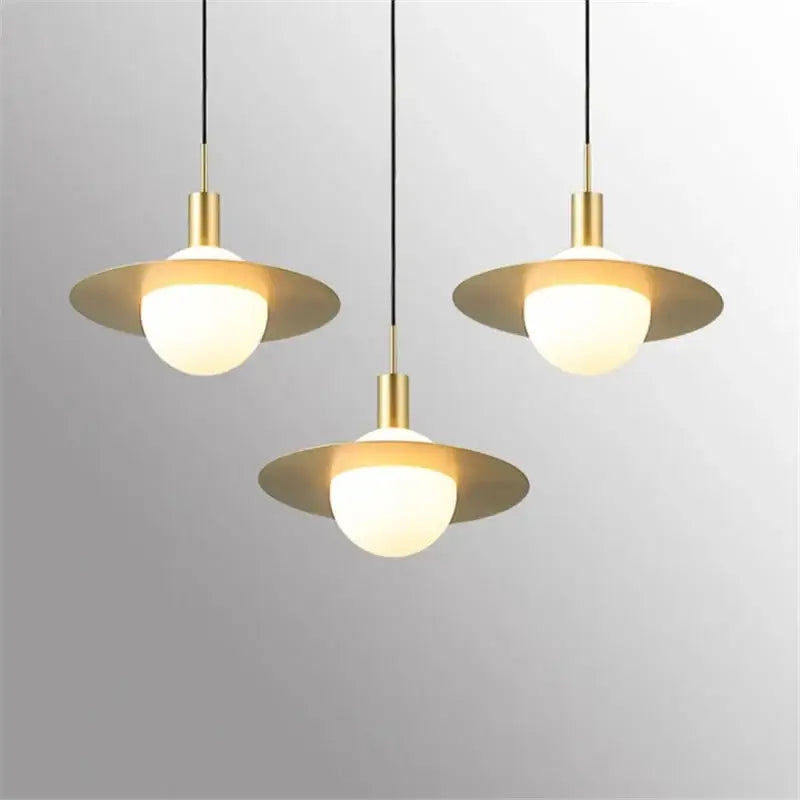 Gold Moon Pendant Light with Adjustable Length