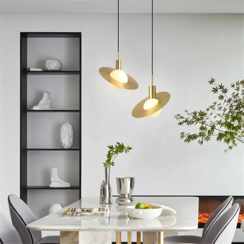 Gold Moon Pendant Light with Adjustable Length