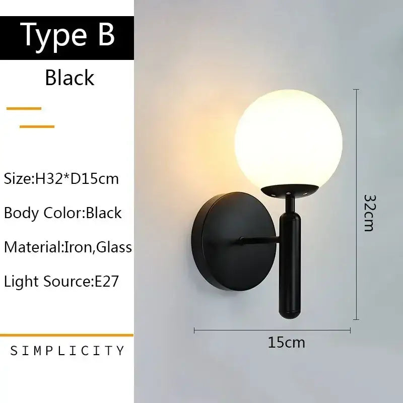 Gold Glass Bedroom Wall Lamp
