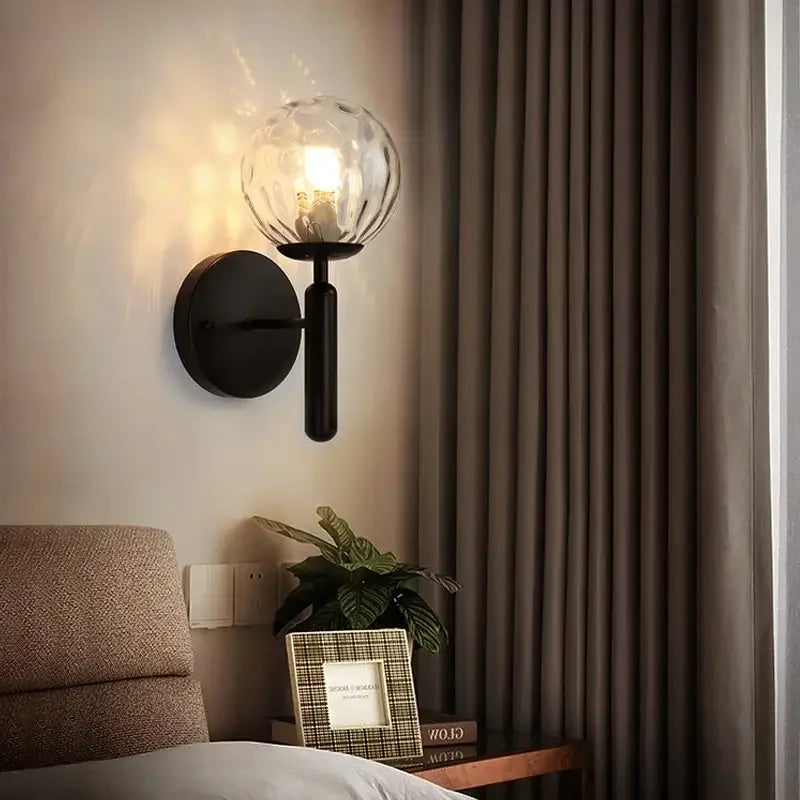 Gold Glass Bedroom Wall Lamp